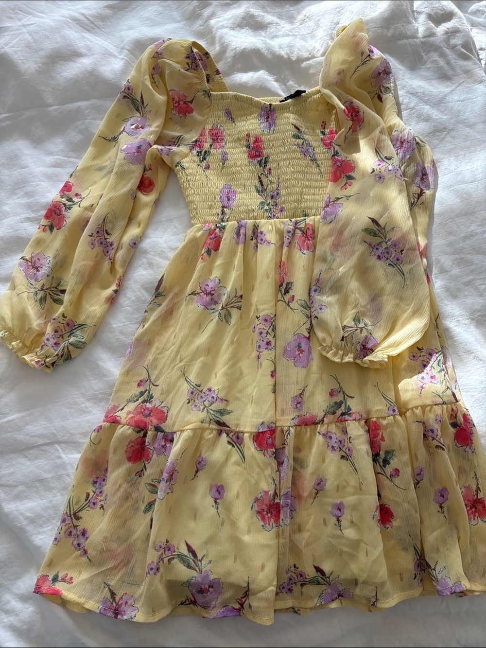 Zuni’s girls Yellow Floral Smocked Kids Dress